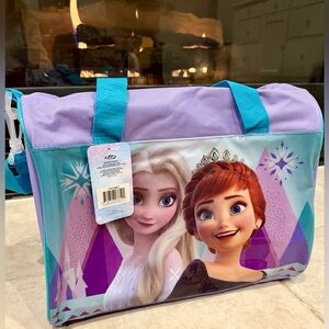 NWT Disney Frozen Licensed Duffel Travel Tote Bag Purple Blue Accents Anna Elsa